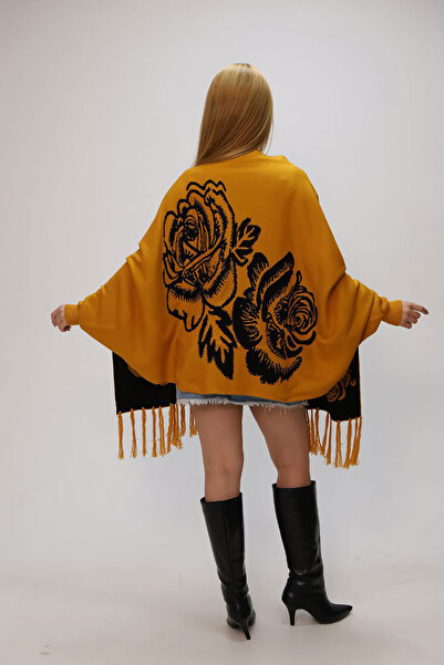 Lior Design شال تريكو شتوي برتقالي اللون للنساء LOİA25-5259