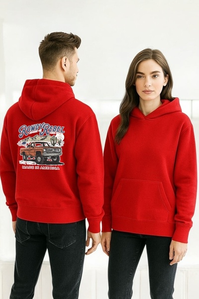 ArtYus سويت شيرت بقلنسوة مطبوع عليه ألوان شاحنة راودي ريبل