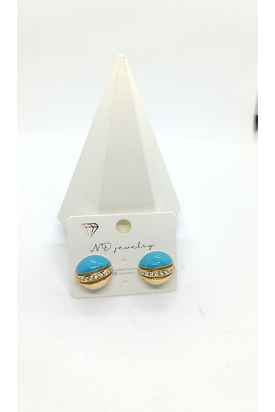 ndjewelry الهالة الزرقاء - أقراط لامعة باللون الفيروزي