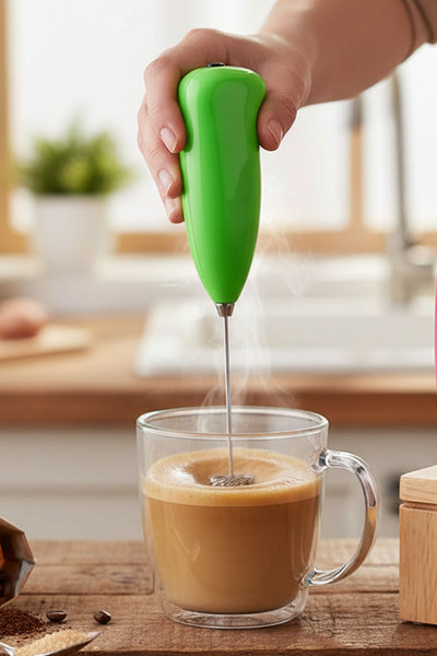 TechnoStation Uç Kısmı Metal Kolay Temizlenebilir Pratik Pilli Kahve Karıştır...