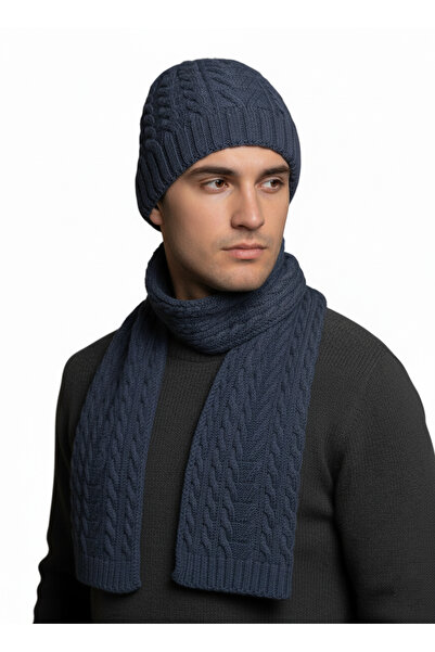 derikem Men's Wool Winter Knitted Beanie Scarf Two-Piece Set