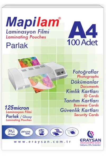 Mapi Lamisyon 125 Micron Parlak Laminasyon Filmi (A4) 100 Lü