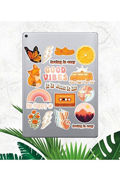 Hediyeni Al مجموعة ملصقات برتقالية |   ملصق للكمبيوتر المحمول والدفتر والتابلت والهاتف ودفتر الملاحظات ومجلة البوليت