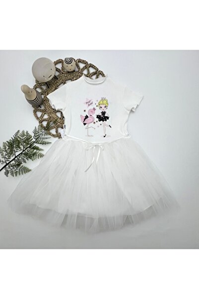 Genel Markalar 5-6-7 Yaş Flamingo Balerin Kız Baskılı Kurdela Kuşaklı Astarlı...