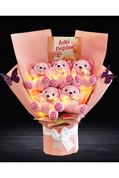 Linalux Gifts Dogum Gunu Hediyesi - Pembe Ayıcıklı Buket - İyiki Dogdun - Sev...