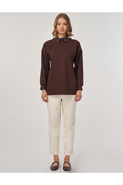 KYR Shirt Detailed Sweatshirt Dark Brown
