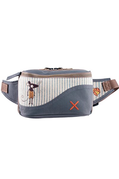 pisikopat Antrasit Fare Desenli Kanvas Unisex Göğüs ve Bel Çantası