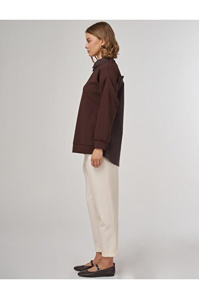 KYR Shirt Detailed Sweatshirt Dark Brown