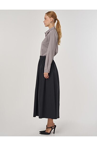 Kayra Cep Detaylı Çan Etek Siyah
