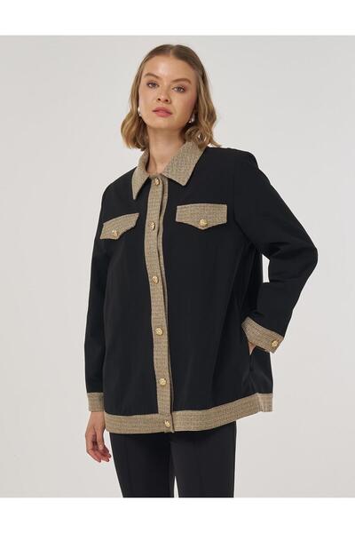 Kayra Shiny Buttoned Jacket Black