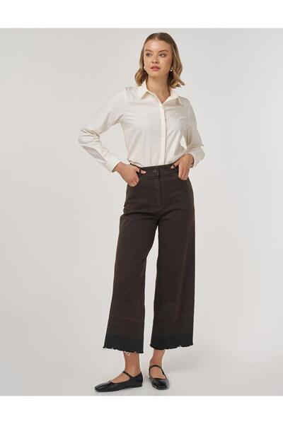 Kayra Pocket Detailed Marine Fit Denim Trousers Dark Brown