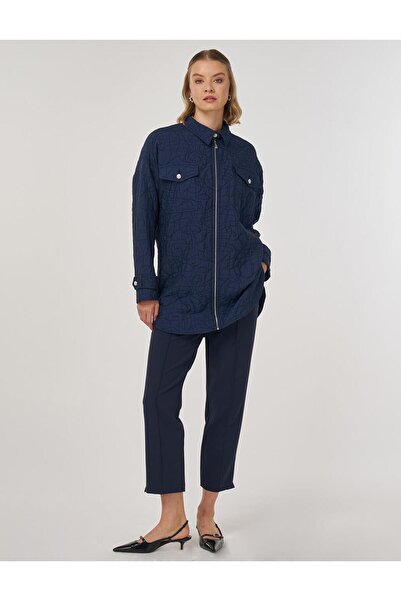 Kayra Рельєфний візерунок Сорочка Комір Піджак Темно-синій