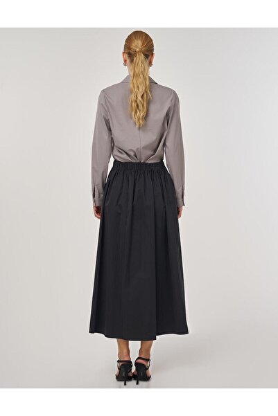 Kayra Cep Detaylı Çan Etek Siyah