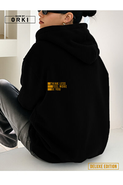 EFFRENATU Γυναικείο μαύρο φούτερ oversized με κουκούλα – Κείμενο «Be You» με ...