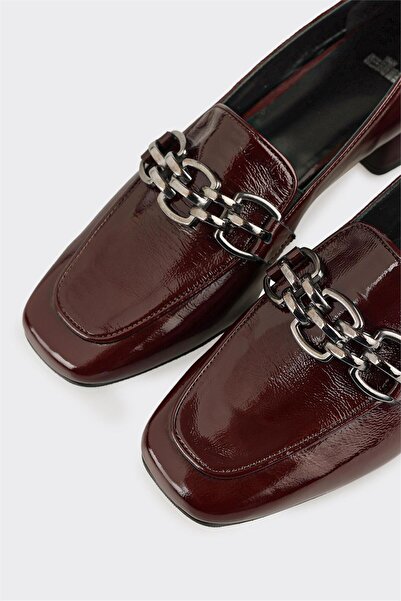 Elle Shoes Bordo Deri Kadın Ayakkabı