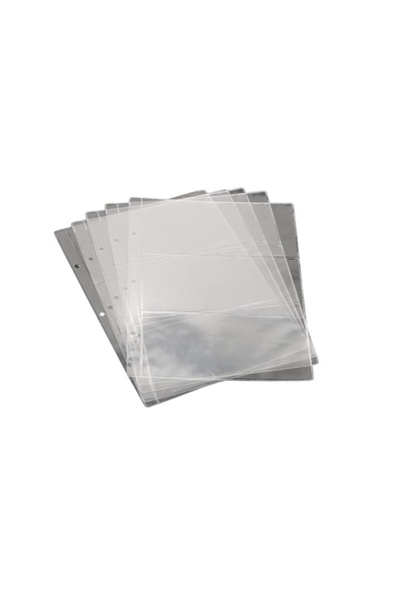 eR D L Set de 10 coli pentru bancnote, 3 buzunare 18 x 8cm, transparente, 3 perforații 5,5x7x7x5,5cm,