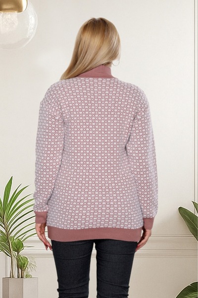 İmran Triko Stylish Beard (Soft) Blouse with Necklace Accessory Detail - Turtleneck New Season Modern Design