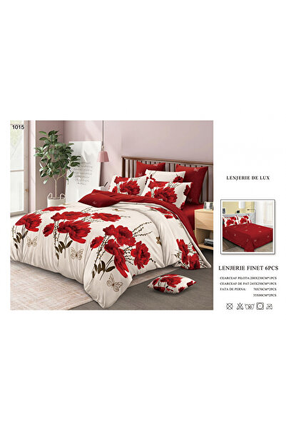 FIONNA.RO Finet Bed Linen 6 Pieces - Red Flowers