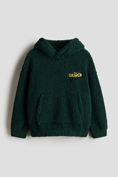 H&M Motif Detaylı ve Kapüşonlu Pelüş Üst