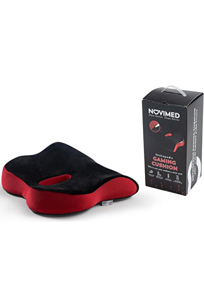 NOVIMED Orthopedic Memory Foam Gaming Cushion – Red & Black Comfort Support S...