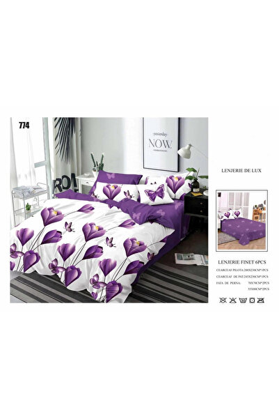 FIONNA.RO Finet Bed Linen 6 Pieces - Purple Flowers