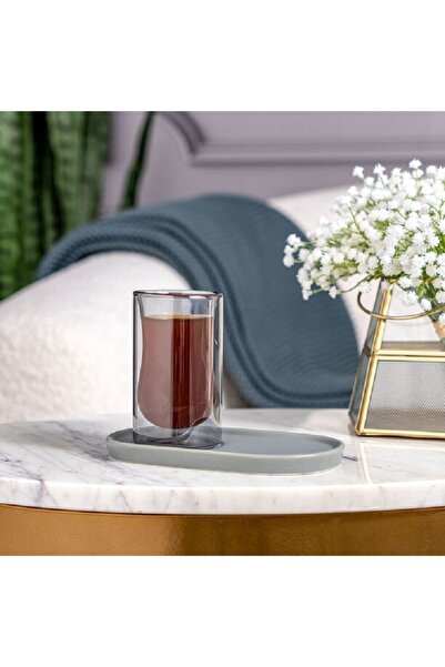 Dallaty grey and black glass and porcelain tea cups set 12 pcs