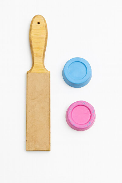 Woody.st Çift Taraflı Deri Masat Ve 2'li Polisaj Macunu Seti | Bıçak Bileme & Keskinleştirme Aparatı