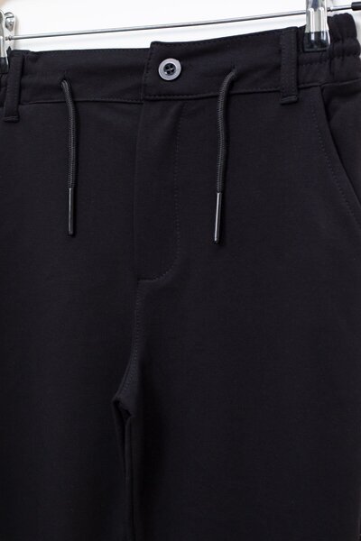 Cansın Mini Black Double Legged Waist-Tied Boys' Fabric Trousers 22677