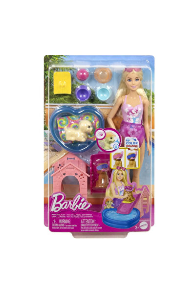 Barbie Color Change Puppy Pool Party Playset