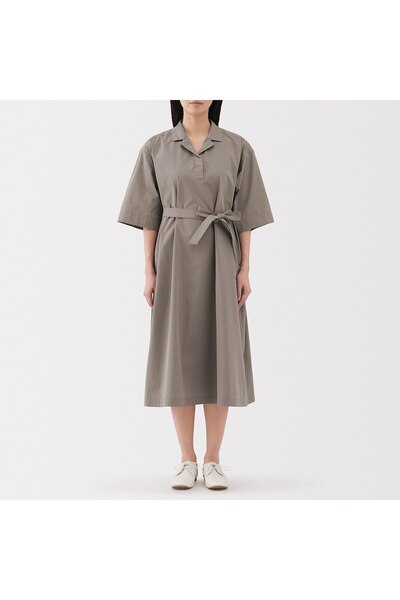 Muji Quick Dry Broadcloth 3/4 Sleeve Dress
