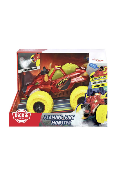 Simba DICKIE FLAMING FIRE MONSTER 4x4 CAR WITH LIGHTS SOUNDS SUSPENSION AND STEAM FUNCTION 25CM