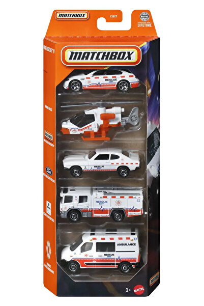 mattel MATCHBOX SET OF 5 METAL RESCUE EMT CARS SCALE 1 TO 64