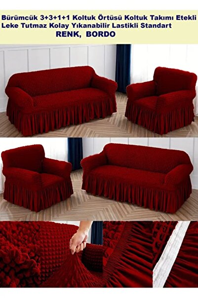 ARİFE HOME Bürümcük Pamuklu Koltuk Kanepe Örtüsü Takımı Lastikli Etekli Koltu...