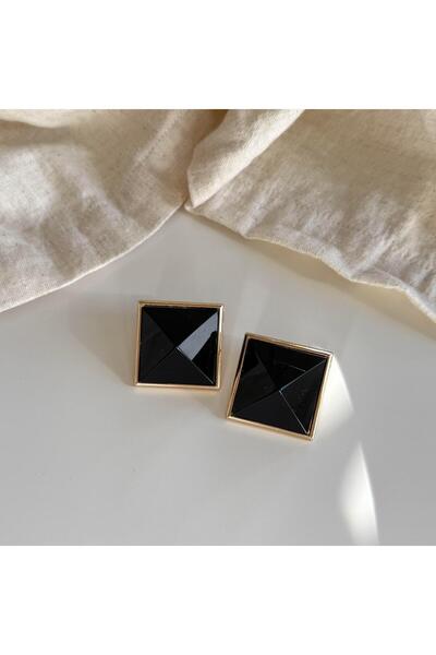 Alice İsstanbul Square Black Enamel Earrings
