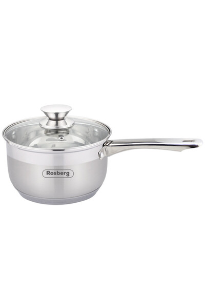 rosberg Caserolă cu capac R51210H16K, 16 cm, 1,9 l, Capac de sticlă, Oțel inoxidabil, Inox