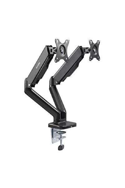 Datazone حامل شاشة بذراعين مزدوجين، ذراع شاشة كامل الحركة، زنبرك غاز، أسود