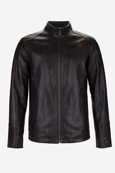 Valmenti Men's Genuine Leather Whiskey Antique Leather Coat