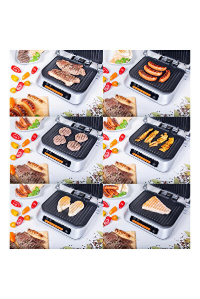 TZS First Austria Grătar First Austria FA-5344-3, 2100W, 7 programe, Plăci detașabile, deschidere la 180 de grade, Inox