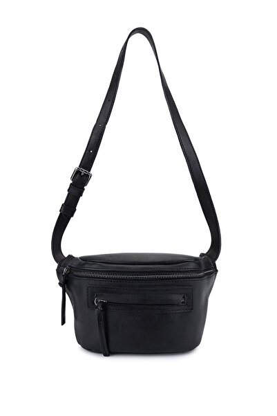 Bruno Rossi Bag Men's Genuine Leather Black Waist Bag
