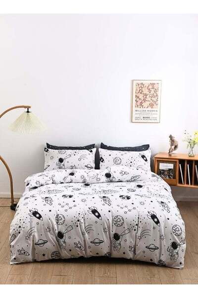 LUNA HOME طقم غطاء لحاف مفرد مكون من 4 قطع بدون حشو