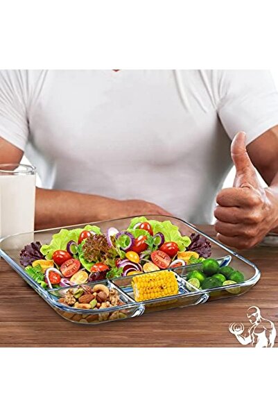 devigo Bölmeli Cam Tabak - 3 Bölmeli Şeffaf Dayanıklı Servis Tabağı kişisel kahvaltı tabağı