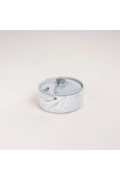 Dallaty La Mesa blue silver marble date bowl with lid 13*9 cm