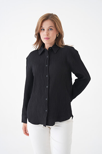 MAMAYAGA Women's Shirt Lapel Front Buttoned Straight Long Sleeve Comfortable Fit Curve Large Bedeb Summer Shirt