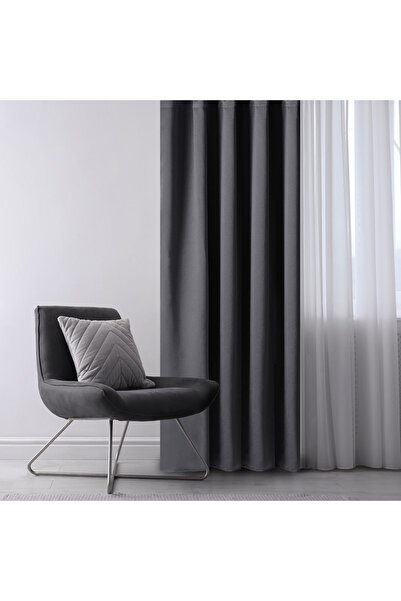 Amelia Home Blackout drapery with classic style drapery, Juliette, density 230 g/m2, 140x245 cm, dark gray