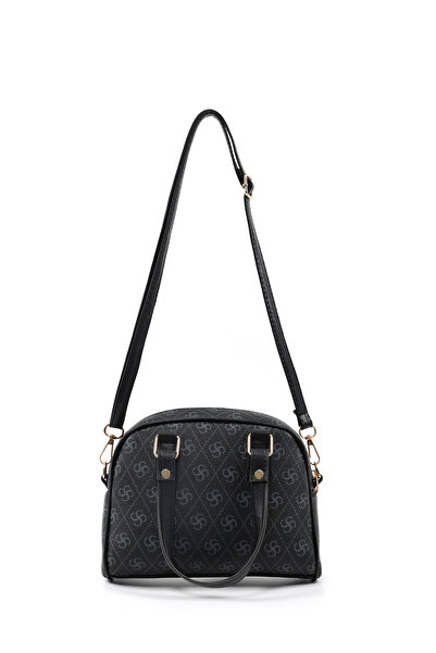 SHAKA Monogram Baskılı Siyah Shk205 Suni Deri Fermuarlı Tek Bölmeli Ayarlanab...