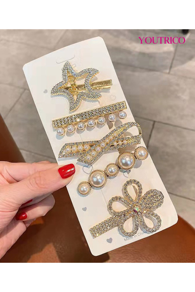 Youtrico مشبك جانبي كوري عتيق من اللؤلؤ وأحجار الراين لإطلالة أنيقة على إنستغرام