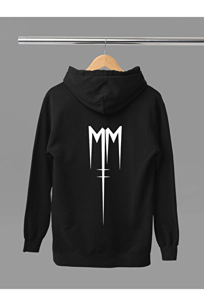 MAGORS Hanorac rock cu glugă din bumbac imprimat MARILYN MANSON, cu mânecă lungă, cu 3 fire