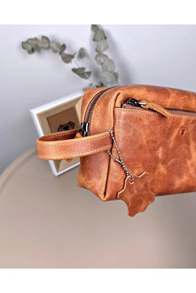 Fil Deri Genuine Leather Large Handbag with Zipper and Handle Strap 2106