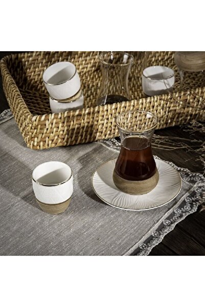 ORIAN 18 Pcs Arabic Tea And Coffee Set White Blend