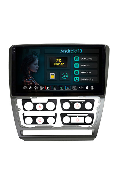 HUB64 Навигация 2K Skoda Octavia 2, 4GB RAM, осемядрен процесор, 4G слот за S...